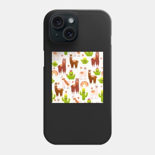 Alpaca and cactus seamless pattern Phone Case