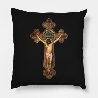 St Benedict Crucifix Cross Jesus Passion Stations of the Cross -  Via Crucis Pillow