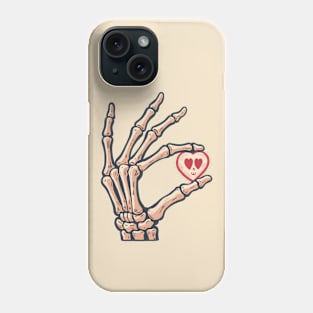 Love in the bones - skeleton hand art Phone Case