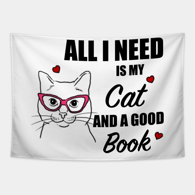 Cats and Books, Cat Lover, Book Lover Tapestry by sockdogs