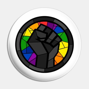 BLM Stained Glass Fist (Gay) Pin