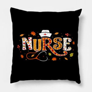 Retro Autumn Pumpkin Fall Nurse Life Thanksgiving Nurse Pillow