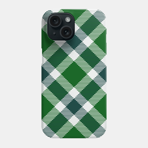 Green and White Plaid Phone Case by Kelly Louise Art