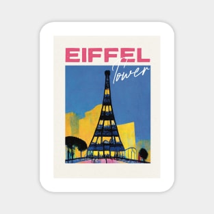 Eiffel Tower at Night Travel Poster Retro Wall Art Illustration Magnet