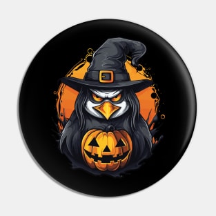 Creepy Penguin Halloween Design Pin