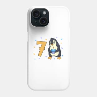 I am 7 with penguin - kids birthday 7 years old Phone Case