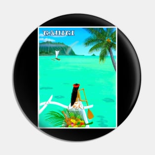 Tahiti Tropical Paradise Travel and Tourism Vintage Advertising Print Pin