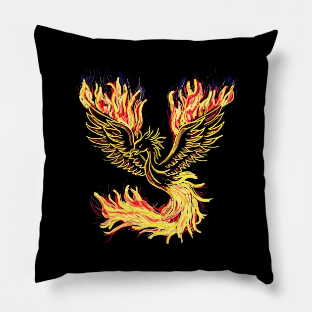 PHOENIX ON FIRE Pillow by GBDesigner