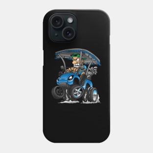 Funny Golf Cart Hotrod Golf Car Popping a Wheelie Cartoon Phone Case