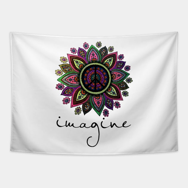 Imagine Hippie Flower Tapestry by Raul Caldwell