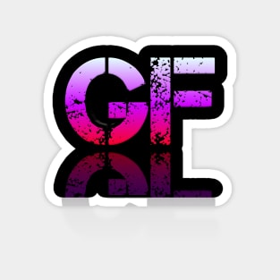 GF Girlfriend - Graphic Typography - Funny Humor Sarcastic Slang Saying - Pink Gradient Magnet