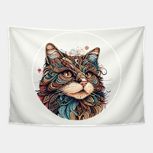 Lady Cat Boho Colorful Lover Tapestry