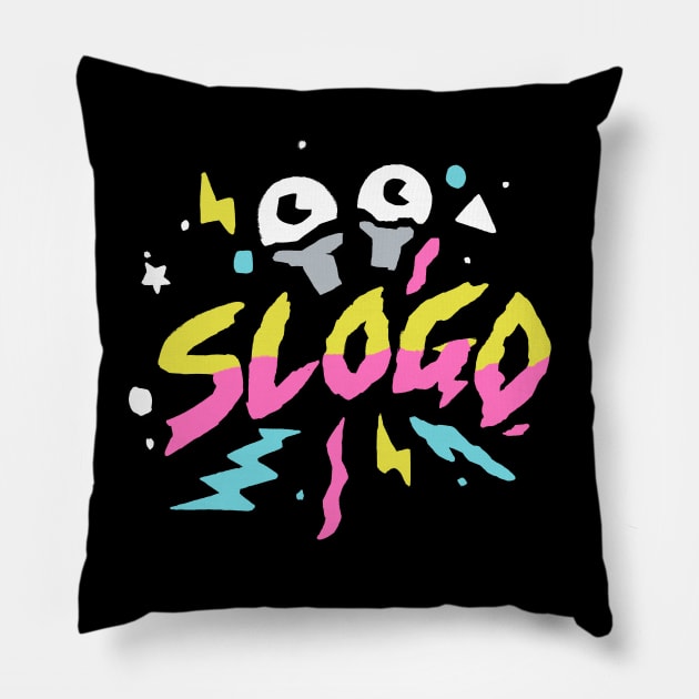 80s style Slogo Logo Pillow by Sketchy