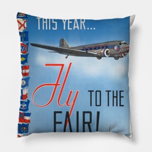 Fly to the Fair USA Vintage Poster 1939 Pillow