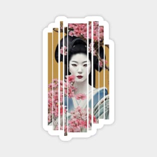 Beautiful japanese geisha with flowers Magnet