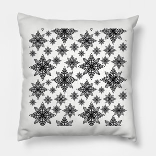 Black and White Flower Star Pattern Pillow