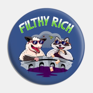 Funny Raccoon And Possum In Trash Garbage Filthy Rich Pin