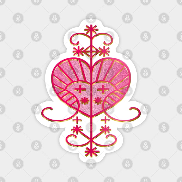 Erzulie Voodoo Veve - Red Rose Pink Fill Magnet by geodesyn