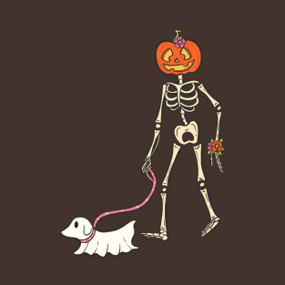 Skeleton Walking Ghost Dog T-Shirt