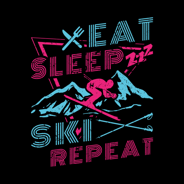 Eat Sleep Ski Retro 90s 80s Outfit Skiing by Humbas Fun Shirts