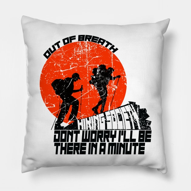 Out of breath hiking society Pillow by jorinde winter designs