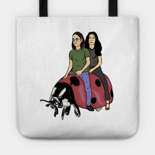 John and yoko riding a beatel Tote