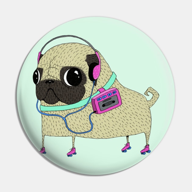 Roller pug Pin by agrapedesign