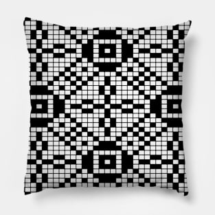 Grid Paper White and Black Geometric Cross Pattern Vector Art Pillow