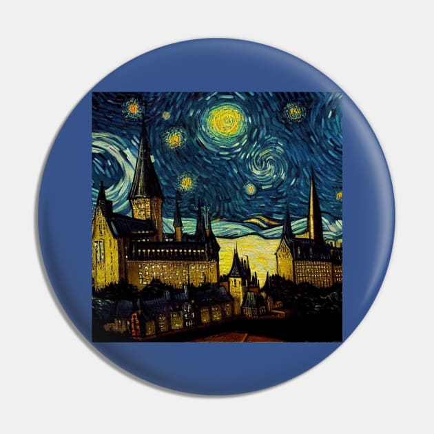 Starry Night Wizarding School Van Gogh Pin by Grassroots Green