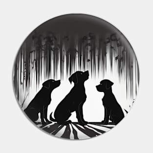 Puppies Shadow Silhouette Anime Style Collection No. 81 Pin