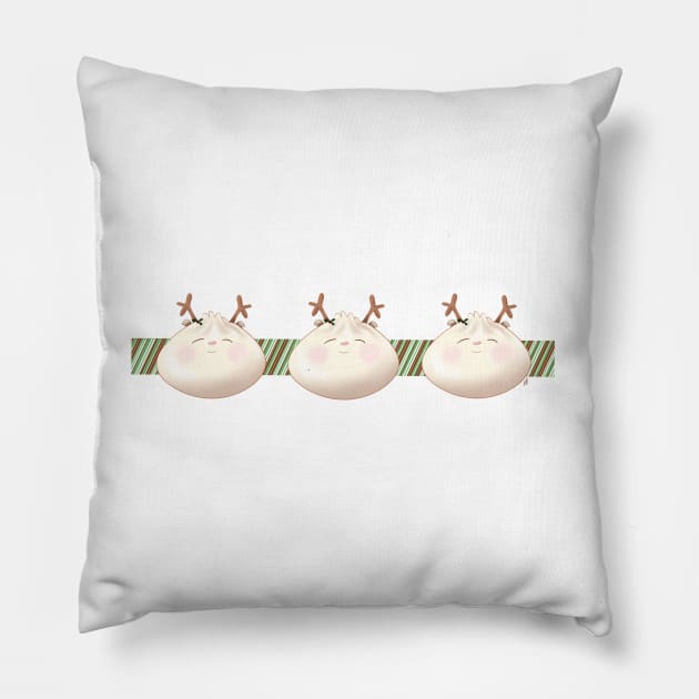 Reindeer Holiday Holly Bao Ribbon Pillow by pbDazzler23