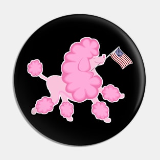 American Flag Poodle Dog Love Pin