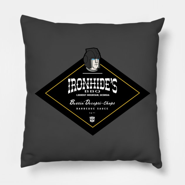 Ironhide's Bustin' Decepti-Chops BBQ Sauce - Bayverse Pillow by SwittCraft