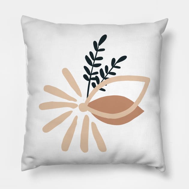 Minimalist Abstract  Flower Leaves Cute Warm Colours Pink  design Pillow by zedonee