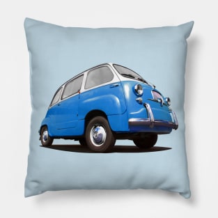 FIAT 600 Multipla in blue Pillow