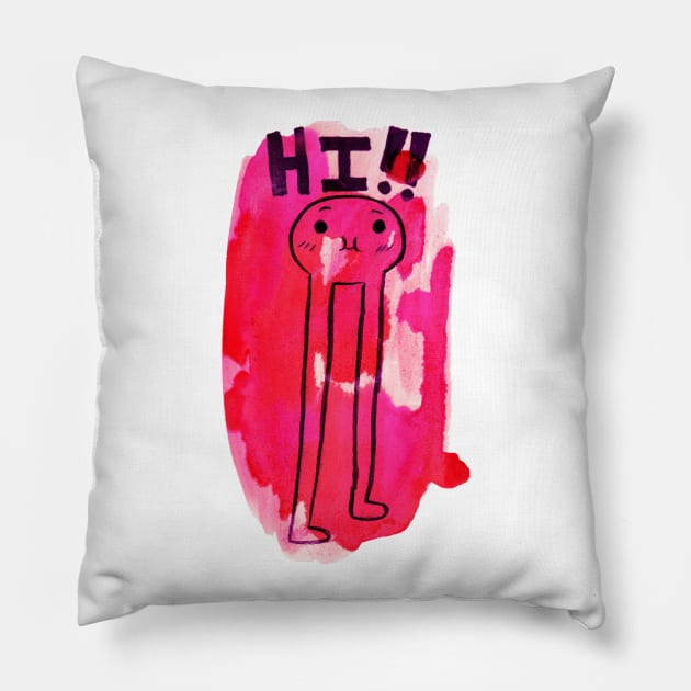 HI!! Tall Little Monster Watercolor Pillow by saradaboru