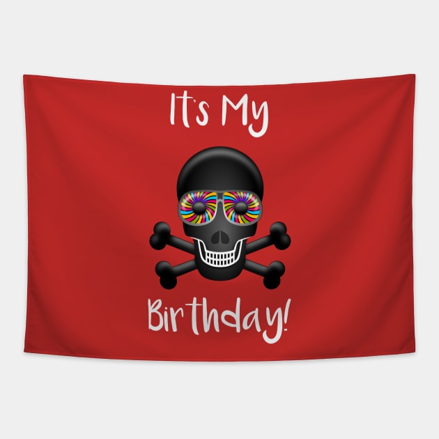 It's My Birthday Skull Tapestry by DANPUBLIC