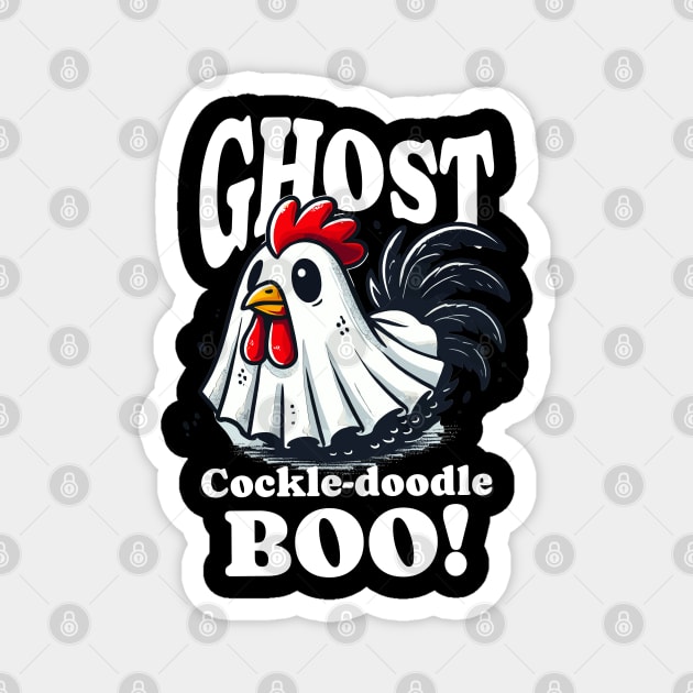 Cockle-doodle-Boo! Funny Ghost Rooster Magnet by creative