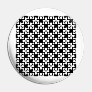 White Clovers and Dots Pattern on Black Background Pin