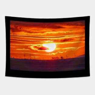 Fiery red sunset Tapestry