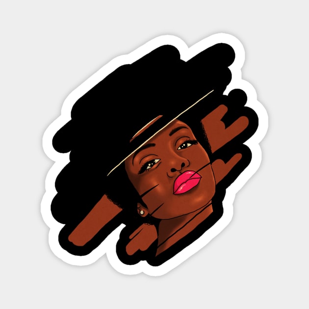 Beautiful Melanin, Afro African Woman with a brushstroke Magnet by logiamerch