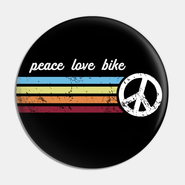 Retro Stripes Peace Love Bike Pin by Jitterfly