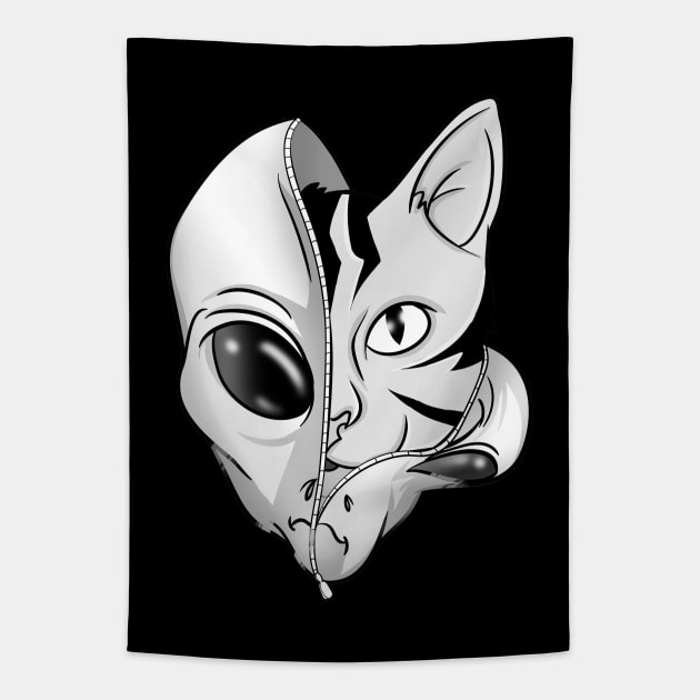 Feline Alien Space Cat Tapestry by Trendy Black Sheep