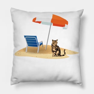 Summer cat beach Pillow