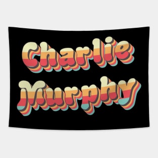 Charlie Murpy Retro Stacked Faded Rainbow Grunge Typography Tapestry