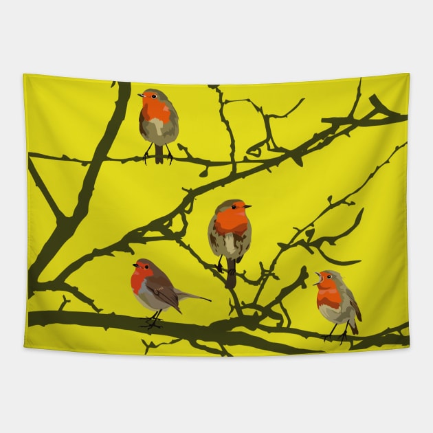 Christmas Robins Tapestry by BOEC Gear