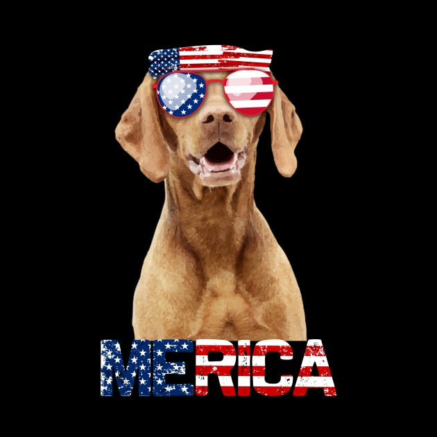 Merica Vizsla Dog American Flag 4Th Of July by jrgenbode