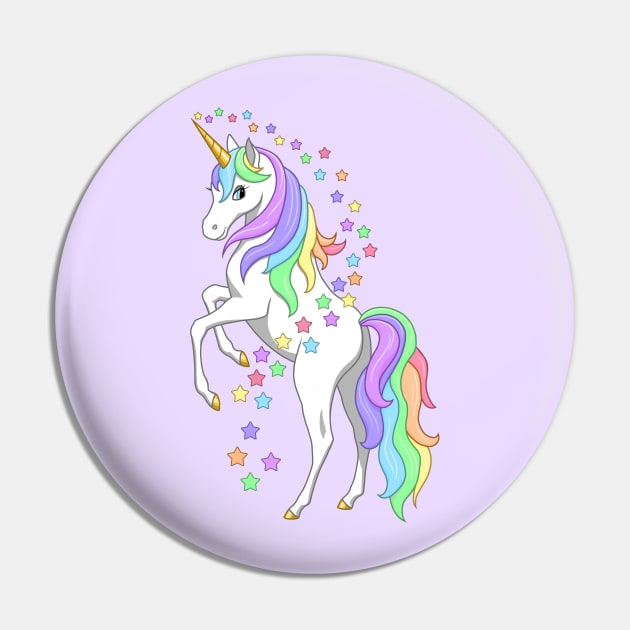 Pretty Rainbow Unicorn and Stars - Unicorns - Sticker