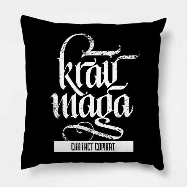 Krav Maga Calligraphy: Contact Combat Pillow by polliadesign