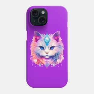 Teal Purple Celestial Cat Phone Case